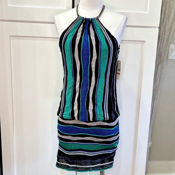 NWT Laundry by Shelli Segal Metallic Thread Halter Dress - Picture 3 of 11